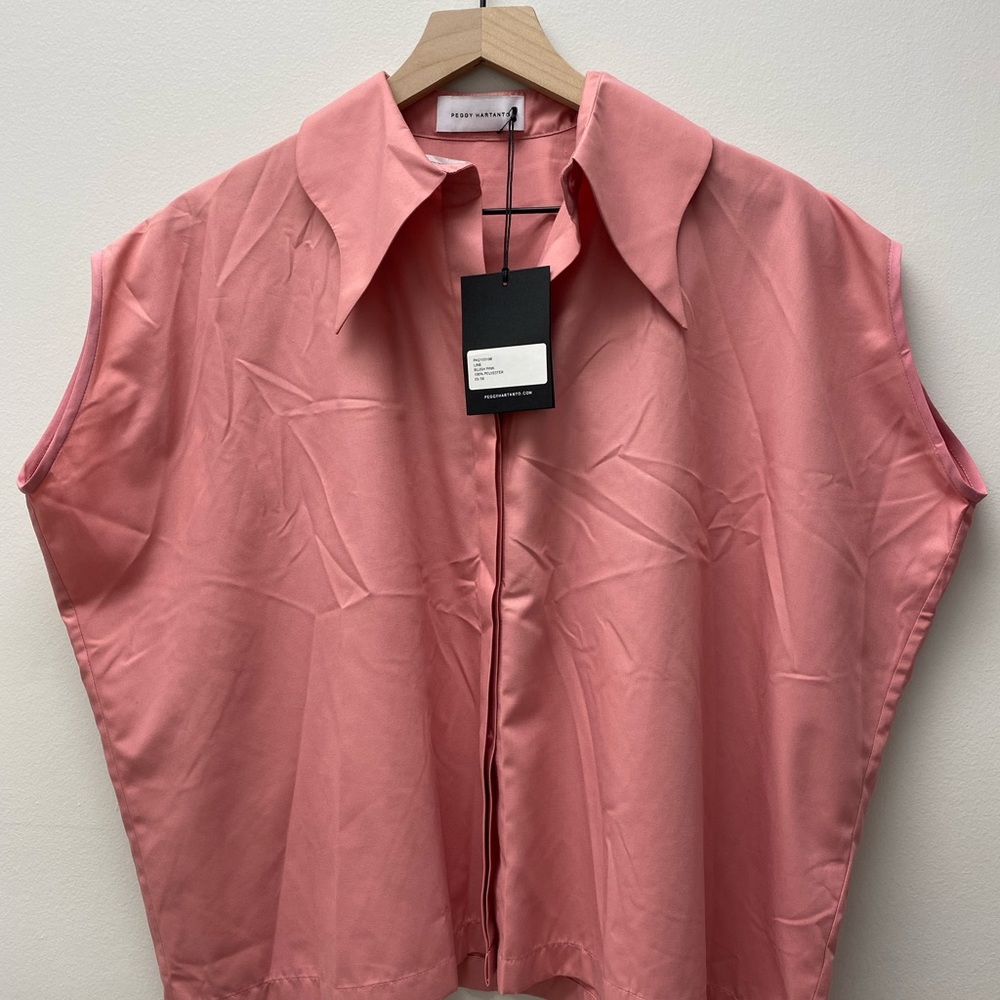 Peggy Hartano high end designer sleeveless button-down women top XS